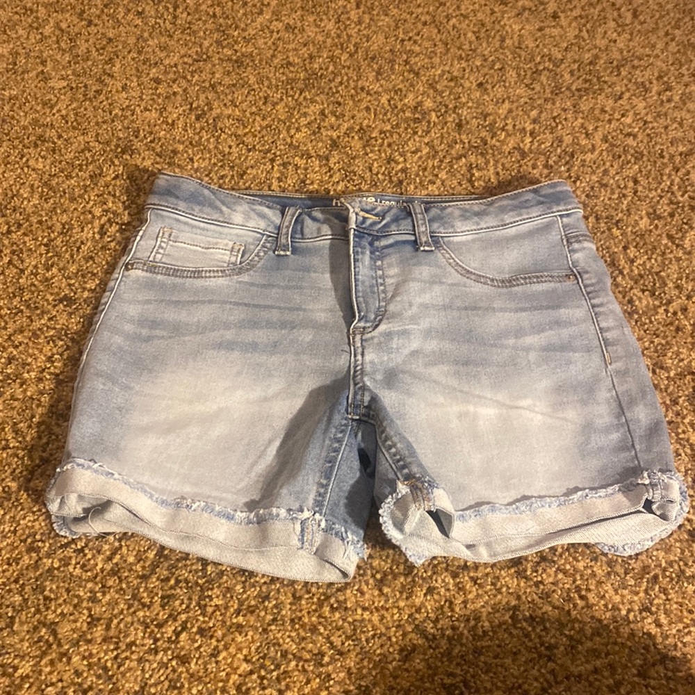 Light wash jean shorts